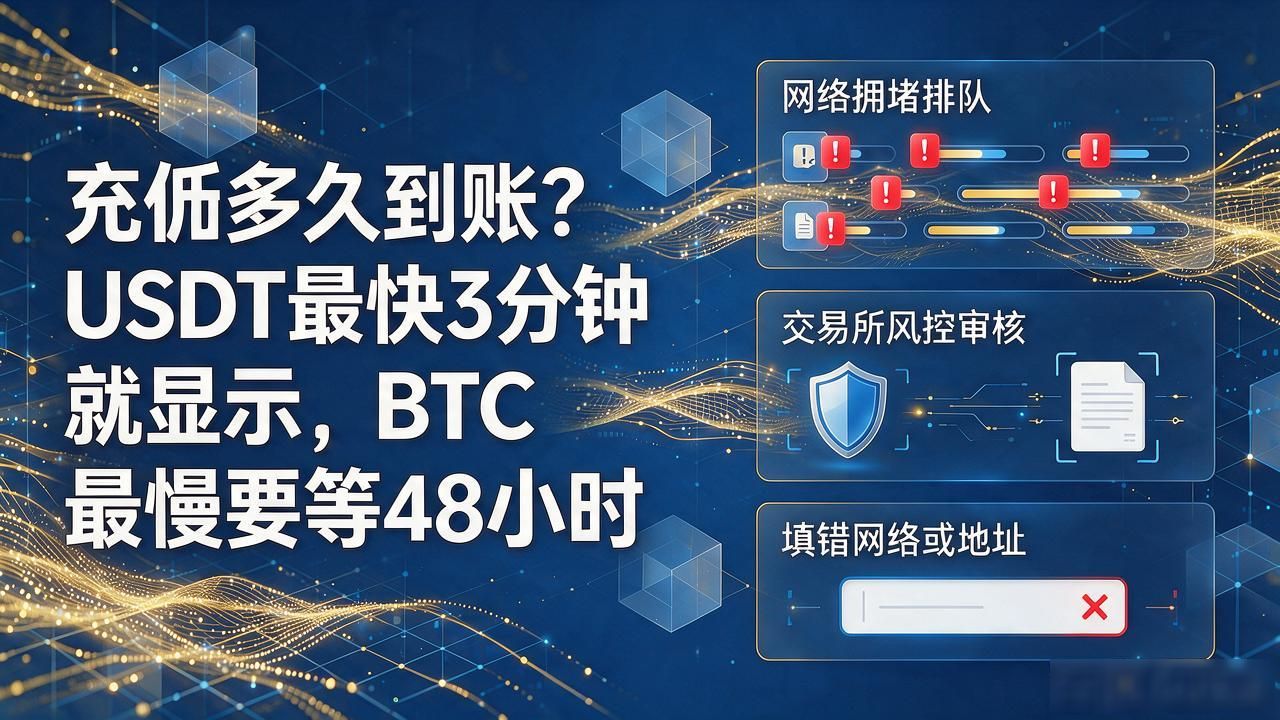 充币多久到账？USDT最快3分钟就显示，BTC最慢要等48小时
