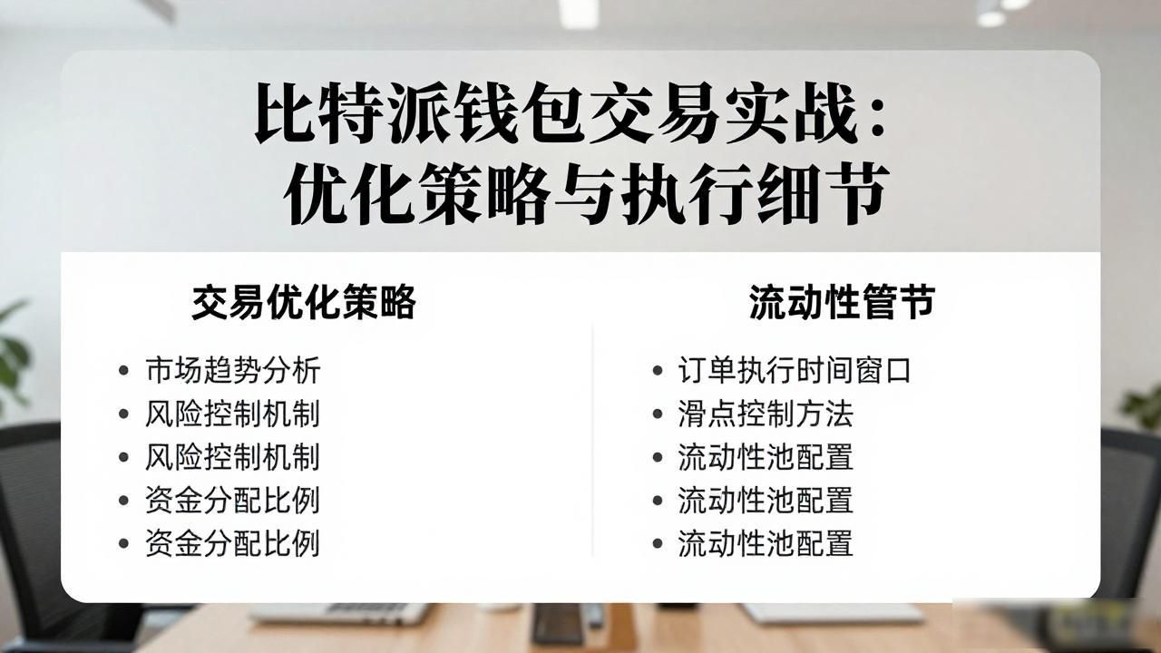 比特派钱包交易实战：优化策略与执行细节