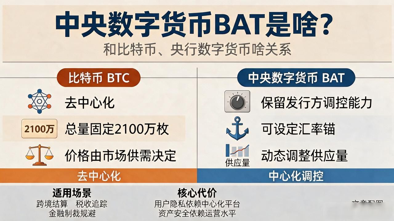 中央数字货币BAT是啥？和比特币、央行数字货币啥关系